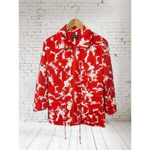 Eden Court Women's Red White Full Zip Drawstring Jacket Size Medium